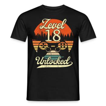 Niveau 18 Hommes Débloqués Gamer 18 Anniversaire Gamer - T-shirt homme - noir - Devant - AI Model Male 178 light (178cm)