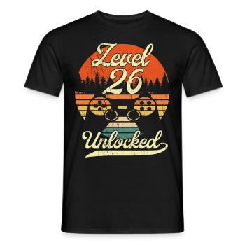 Level 26 Unlocked Männer Gamer 26 Geburtstag Gamer - Männer T-Shirt - Schwarz - Vorne - AI Model Male 178 light (178cm)