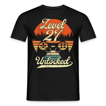 Level 27 Unlocked Men Gamer 27 Birthday Gamer - Men's T-Shirt - black - Front - AI Model Male 178 light (178cm)