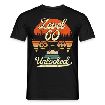 Level 60 Unlocked Men Gamer 60 Birthday Gamer - Men's T-Shirt - black - Front - AI Model Male 178 light (178cm)