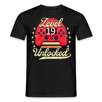 Level 19 Unlocked Men Gamer Birthday Level - Men's T-Shirt - black - Front - AI Model Male 178 light (178cm)