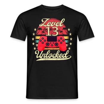 Niveau 13 Débloqué Teen Birthday Video Gamer - T-shirt homme - noir - Devant - AI Model Male 178 light (178cm)