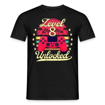 Level 8 Unlocked Gaming Jungen Mädchen Gamer 8. - Männer T-Shirt - Schwarz - Vorne - AI Model Male 178 light (178cm)