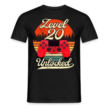 Niveau 20 Niveau d’anniversaire du joueur masculin débloqué - T-shirt homme - noir - Devant - AI Model Male 178 light (178cm)