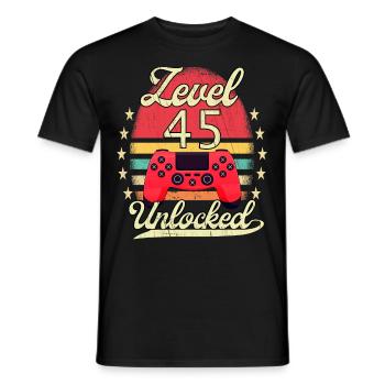 Level 45 Unlocked Men Gamer Birthday Level - Men's T-Shirt - black - Front - AI Model Male 178 light (178cm)