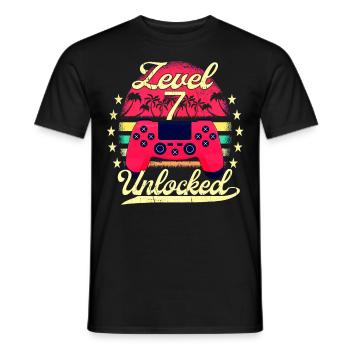 Level 7 Unlocked Gaming Jungen Mädchen Gamer 7. - Männer T-Shirt - Schwarz - Vorne - AI Model Male 178 light (178cm)