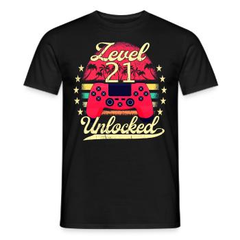 Level 21 Unlocked Men Gamer Birthday Level - Men's T-Shirt - black - Front - AI Model Male 178 light (178cm)