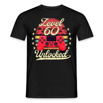 Niveau 60 Débloqué Niveau d’anniversaire du joueur masculin - T-shirt homme - noir - Devant - AI Model Male 178 light (178cm)