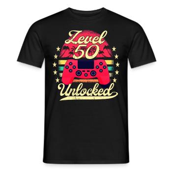 Level 50 Unlocked Männer Gamer Geburtstag Level - Männer T-Shirt - Schwarz - Vorne - AI Model Male 178 light (178cm)