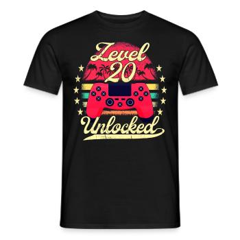 Level 20 Unlocked Men Birthday Level 20 - Men's T-Shirt - black - Front - AI Model Male 178 light (178cm)