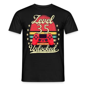 Niveau 35 Débloqué Niveau d’anniversaire du joueur masculin - T-shirt homme - noir - Devant - AI Model Male 178 light (178cm)