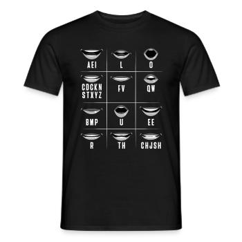 Lecture labiale ASL Gestes de la main Personnes sourdes - T-shirt homme - noir - Devant - AI Model Male 178 light (178cm)