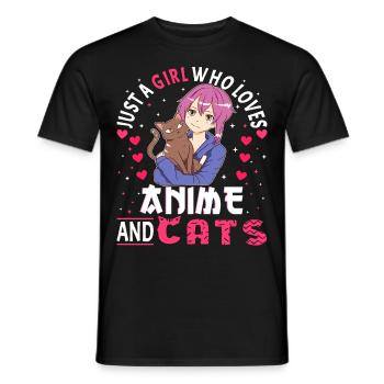Anime Girl. Anime Merch. Otaku Manga - Men's T-Shirt - black - Front - AI Model Male 178 light (178cm)