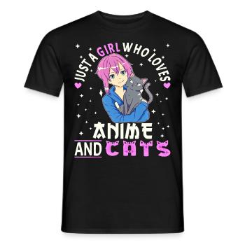 Anime Girl. Anime Merch. Otaku Manga - Men's T-Shirt - black - Front - AI Model Male 178 light (178cm)