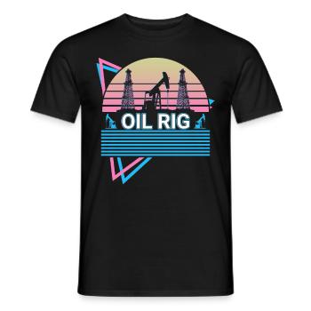 Oil platform Retro - Men's T-Shirt - black - Front - AI Model Male 178 light (178cm)