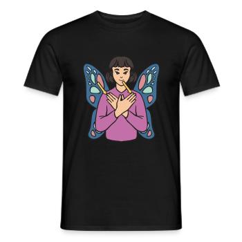 Schmetterling ASL Hand Geste Gehörlose - Männer T-Shirt - Schwarz - Vorne - AI Model Male 178 light (178cm)