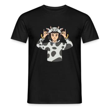 Kuh Tier ASL Hand Geste Taub Taubstumm - Männer T-Shirt - Schwarz - Vorne - AI Model Male 178 light (178cm)