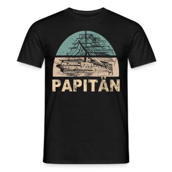 Papitän Vater Papa Kapitän Retro Anker Vatertag - Männer T-Shirt - Schwarz - Vorne - AI Model Male 178 light (178cm)