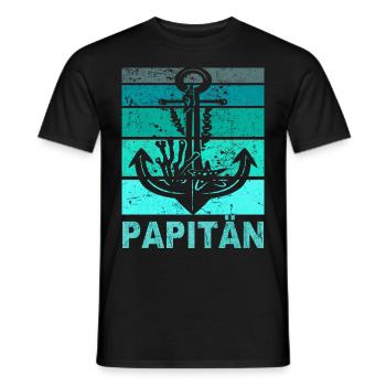 Papitän Vater Papa Kapitän Retro Anker Vatertag - Männer T-Shirt - Schwarz - Vorne - AI Model Male 178 light (178cm)