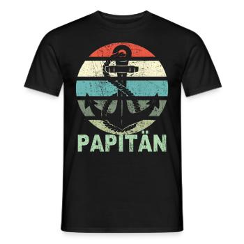 Papitän Vater Papa Kapitän Retro Anker Vatertag - Männer T-Shirt - Schwarz - Vorne - AI Model Male 178 light (178cm)