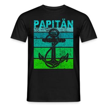 Papitän Vater Papa Kapitän Retro Anker Vatertag - Männer T-Shirt - Schwarz - Vorne - AI Model Male 178 light (178cm)