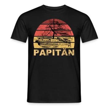 Papitän Vater Papa Kapitän Retro Anker Vatertag - Männer T-Shirt - Schwarz - Vorne - AI Model Male 178 light (178cm)