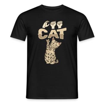 ILY CAT ASL Sign Language - Men's T-Shirt - black - Front - AI Model Male 178 light (178cm)