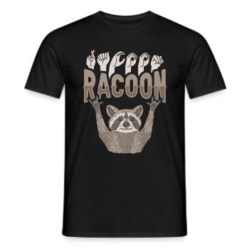 ILY Waschbär ASL Handgesten Gebärdensprache - Männer T-Shirt - Schwarz - Vorne - AI Model Male 178 light (178cm)