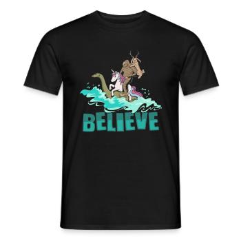 Cryptozoology Cryptid Bigfoot Unicorn Loch Ness - Men's T-Shirt - black - Front - AI Model Male 178 light (178cm)
