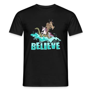Cryptozoology Cryptid Bigfoot Unicorn Loch Ness - Men's T-Shirt - black - Front - AI Model Male 178 light (178cm)