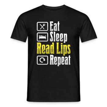 Lip reading ASL Hand gestures Deaf people - Men's T-Shirt - black - Front - AI Model Male 178 light (178cm)