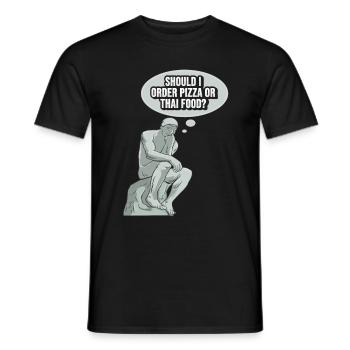 Denker Statue Pizza Design für einen Philosophen - Männer T-Shirt - Schwarz - Vorne - AI Model Male 178 light (178cm)