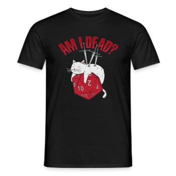 Dead D20 Cat Design for an RPG GAMER - Men's T-Shirt - black - Front - AI Model Male 178 light (178cm)
