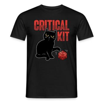 Conception D20 Cat pour un RPG GAMER - T-shirt homme - noir - Devant - AI Model Male 178 light (178cm)