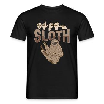 ILY Sloth ASL Hand Gesture Deaf Sign Language - Men's T-Shirt - black - Front - AI Model Male 178 light (178cm)