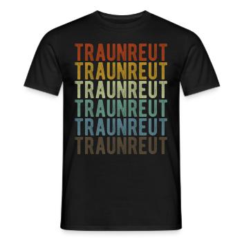 Traunreut City Retro Vintage - Men's T-Shirt - black - Front - AI Model Male 178 light (178cm)
