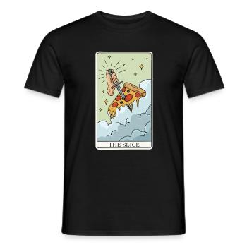 Pizza Tarot Card "The Slice" for a - Men's T-Shirt - black - Front - AI Model Male 178 light (178cm)