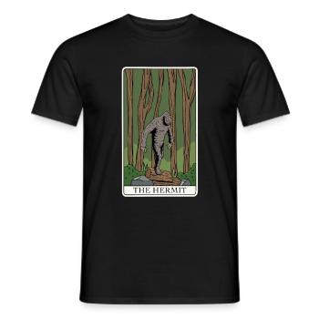 Bigfoot Tarot Card "The Hermit" for a - Men's T-Shirt - black - Front - AI Model Male 178 light (178cm)