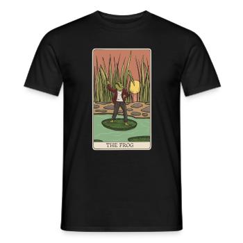 Cottagecore Frog Tarot Card "The Frog" for - Men's T-Shirt - black - Front - AI Model Male 178 light (178cm)