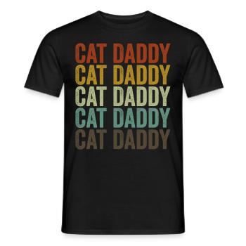 Chat Papa Fête des Pères Chat - T-shirt homme - noir - Devant - AI Model Male 178 light (178cm)