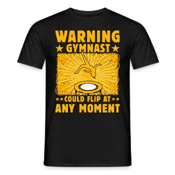 Warnung: Turnerin könnte jeden Moment umkippen - Männer T-Shirt - Schwarz - Vorne - AI Model Male 178 light (178cm)