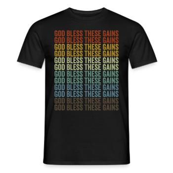 God bless these gains Fitness Workout Christian - Men's T-Shirt - black - Front - AI Model Male 178 light (178cm)