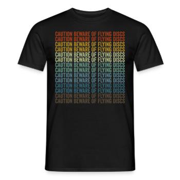 Beware of flying discs Disc Golf - Men's T-Shirt - black - Front - AI Model Male 178 light (178cm)