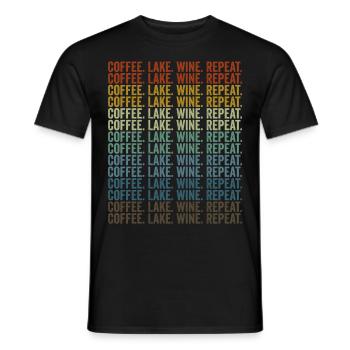 Kaffee. See. Wein. Wiederholen. Weintrinker - Männer T-Shirt - Schwarz - Vorne - AI Model Male 178 light (178cm)