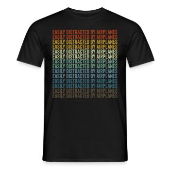 Leicht ablenkbar durch Flugzeuge Flugzeugpilot - Männer T-Shirt - Schwarz - Vorne - AI Model Male 178 light (178cm)