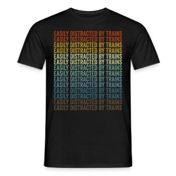 Easily distracted by trains Train lovers - Men's T-Shirt - black - Front - AI Model Male 178 light (178cm)