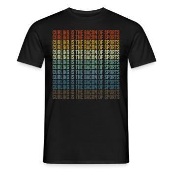 Curling is the bacon of the sport Speck Curler - Men's T-Shirt - black - Front - AI Model Male 178 light (178cm)