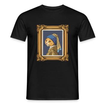 Histoire de l’art Chat Arts visuels Vermeer - T-shirt homme - noir - Devant - AI Model Male 178 light (178cm)
