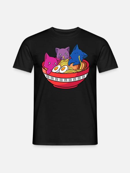 Bisexueller Stolz Kawaii Katze Ramen Nudel - Männer T-Shirt - Schwarz