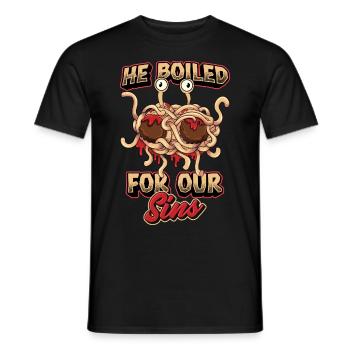 Fliegendes Spaghettimonster Pastafari - Männer T-Shirt - Schwarz - Vorne - AI Model Male 178 light (178cm)
